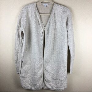 Pure Jill Women's Beige Cream Textured Long Line Open Front Cardigan Size XS